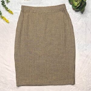 St. John Collection Gold & Black Bouclé Tweed Knit Pencil Skirt Womens Size 2